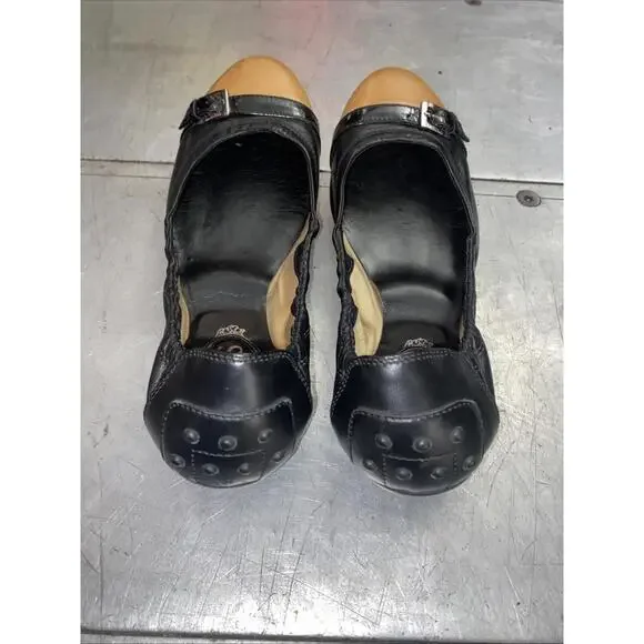 Tods Black & Tan Two Tone Patent Leather Ballet Flats Slip On Size 38.5 Womens - Picture 5 of 9